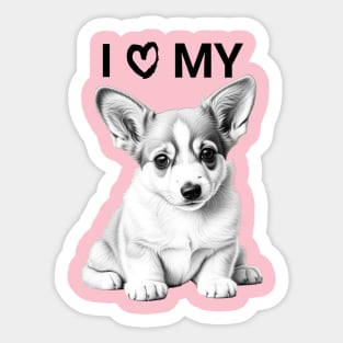 I Love My Corgi Sticker